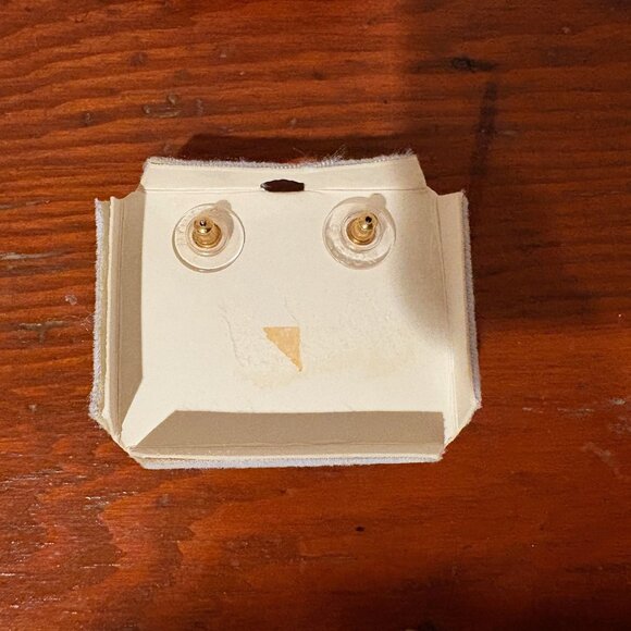 Vintage Monet Gold Tone Red Enamel Earrings - Picture 5 of 7